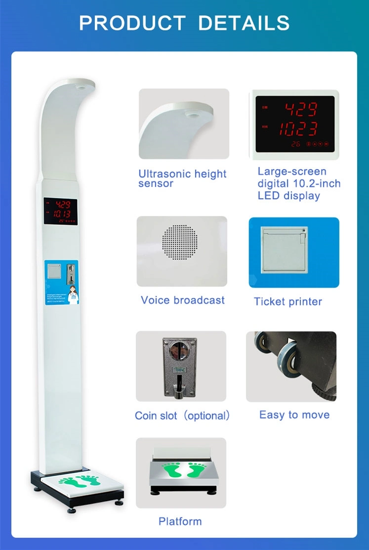 Ultrasonic Scale Weight Machine with Height Scale Hospital Pharmacy Testing